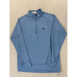 KJUS 1/4 Zip Stitched Logo Country Club Golf Pullover (Men's Large) Blue